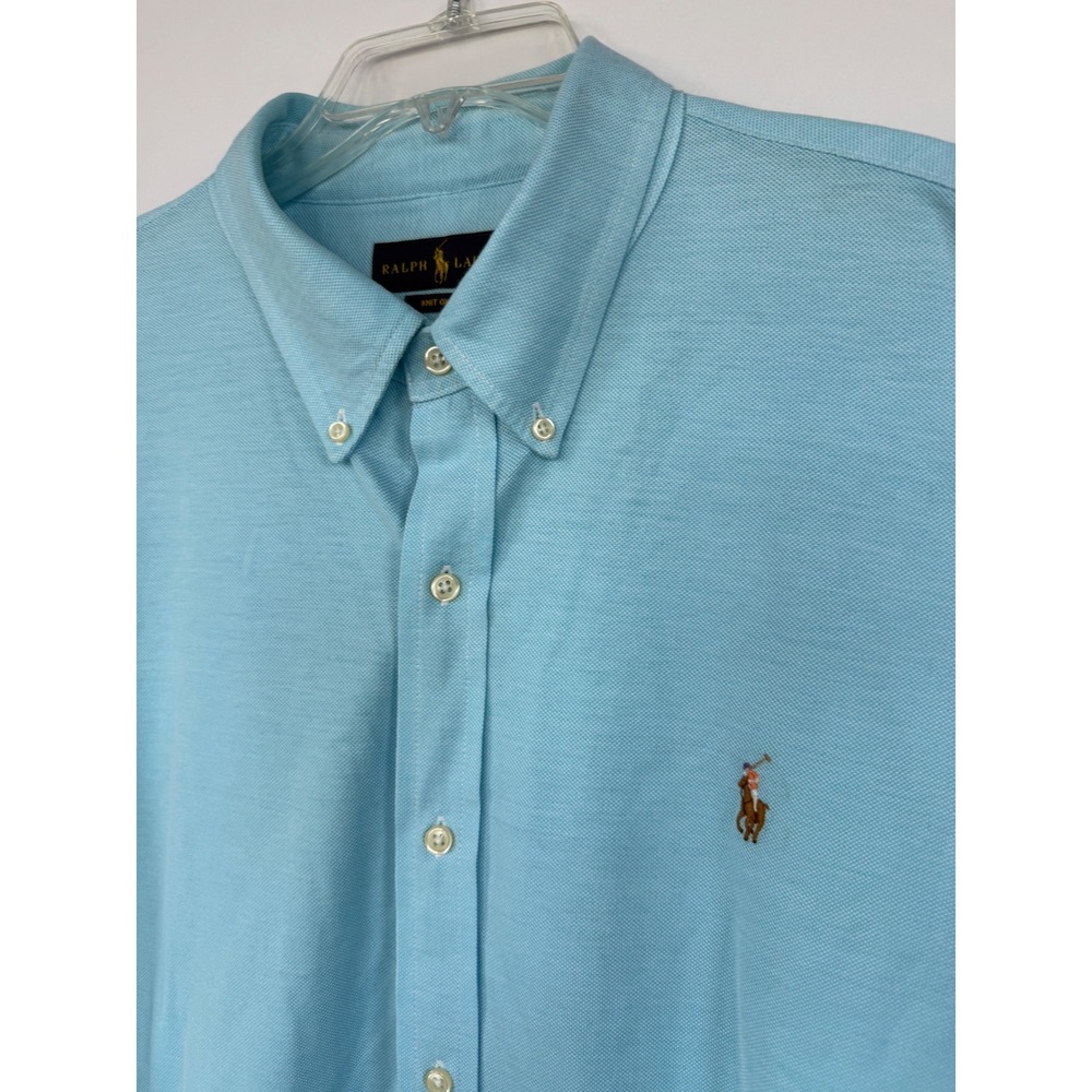 Ralph Lauren Mens Knit Oxford Shirt Light Blue Long Sleeve Button Down Size XXL